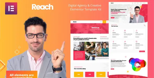Reach – Digital Agency &amp; Creative Elementor Template Kit