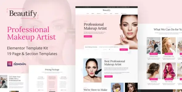 Beautify – Makeup Artist &amp; Hair Stylist Elementor Template Kit