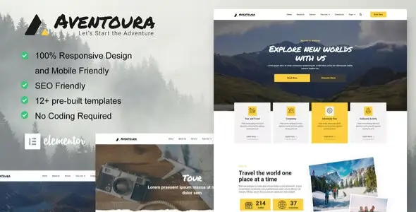 Aventoura – Travel &amp; Tour Agency Elementor Template Kit