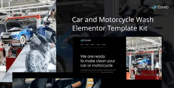 Esreb – Car &amp; Motorcycle Wash Elementor Template Kit