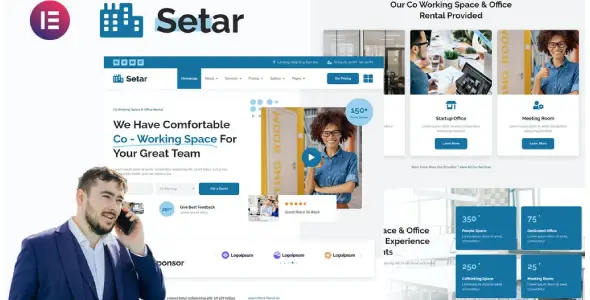 Setar – Coworking Space &amp; Startup Office Elementor Template Kit