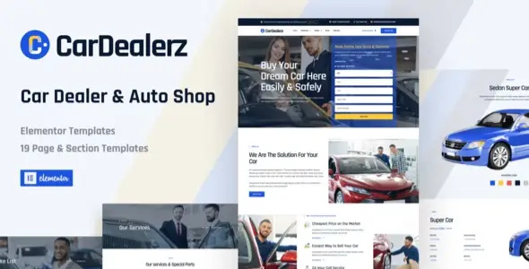 CarDealerz – Auto Dealer &amp; Auto Shop Website Elementor Template Kit