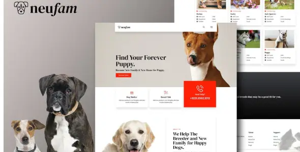 NeuFam – Dog Breeder &amp; Kennel Club Elementor Template Kit