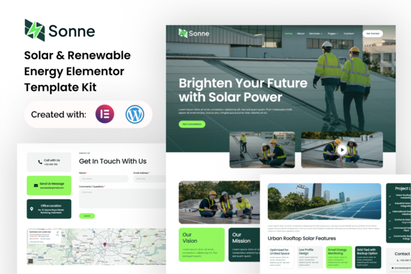 Sonne - Solar &amp; Renewable Energy Elementor Template Kit