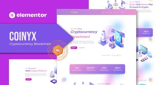 Coinyx – Cryptocurrency Blockchain &amp; Bitcoin Elementor Template Kit