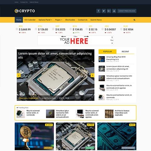 MyThemeShop Crypto Bitcoin &amp; Cryptocurrency WordPress Theme