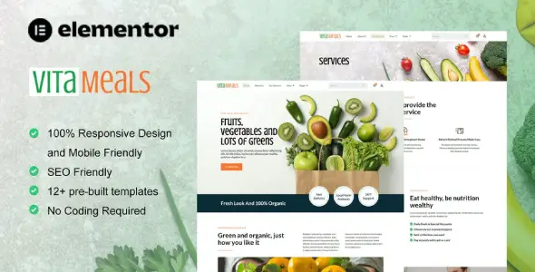 Vitameals – Fruits &amp; Vegetables Store Elementor Template Kit