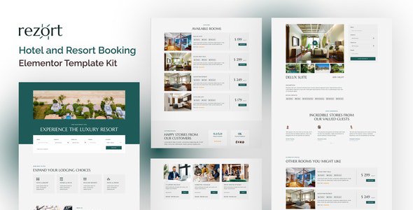 Rezort - Hotel &amp; Resort Booking Elementor Template Kit