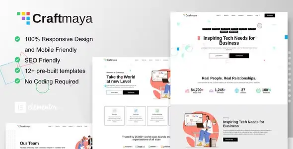 CraftMaya – IT Solutions &amp; Services Company Elementor Template Kit