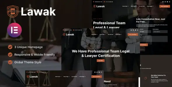 Lawak – Legal &amp; Lawyer Services Elementor Template Kit