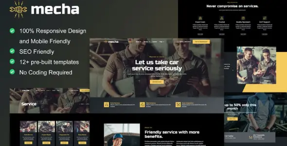 Mecha – Car Repair &amp; Auto Service Elementor Template Kit
