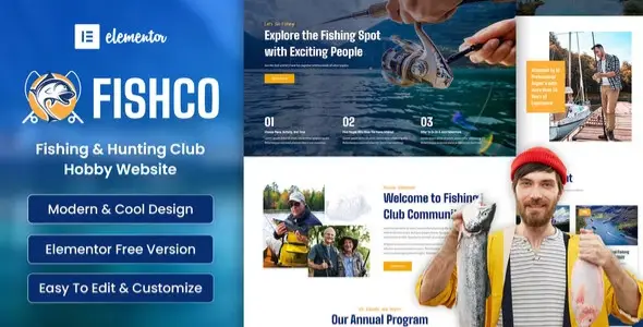Fishco – Fishing &amp; Hunting Club Elementor Template Kit