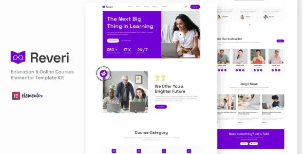 Reveri – Education &amp; Online Courses Elementor Template Kit