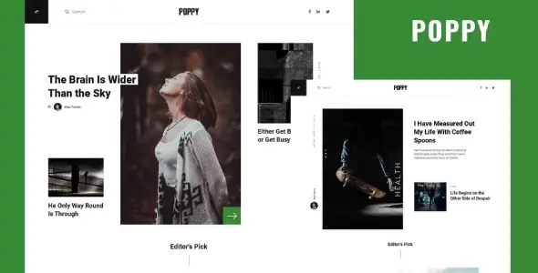 Poppy – Blog &amp; Magazine Elementor Template Kit