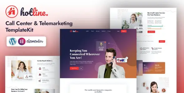 Hotline Call Center &amp;Telemarketing Elementor Template Kit