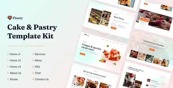 Floury Cake &amp; Pastry Elementor Template Kit