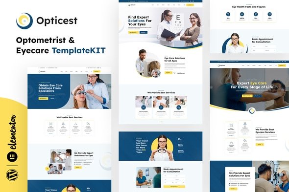 Opticest - Optometrist &amp; Eyecare Elementor Template Kit