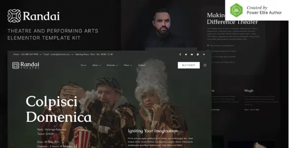 Randai Theater Entertainment &amp; Performing Arts Elementor Template Kit