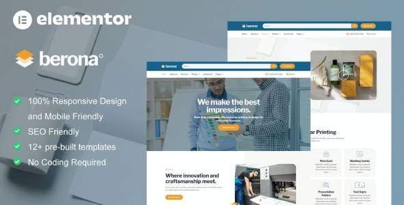 Berona – Printing &amp; Design Service Elementor Template Kit