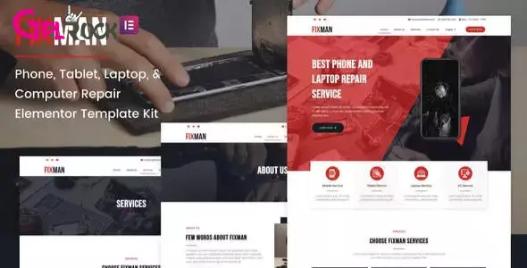 Fixman – Smartphone &amp; Laptop PC Repair Elementor Kit