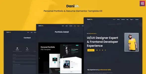 Danish – Personal Portfolio &amp; Resume Elementor Template Kit