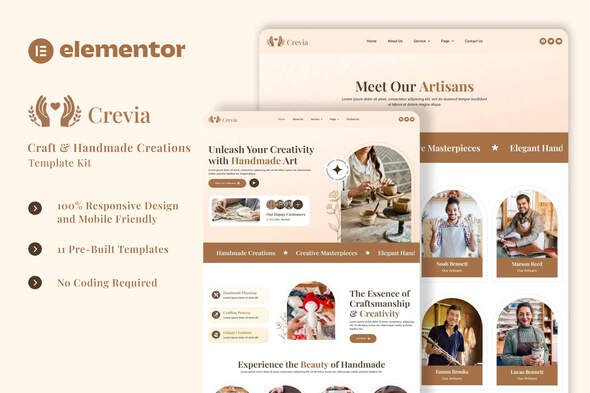 Crevia - Craft &amp; Handmade Creations Elementor Template Kit