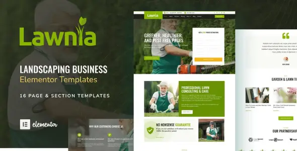 Lawnia – Gardener &amp; Landscaping Business Elementor Template Kit