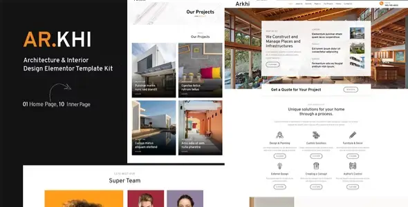 Arkhi Architecture &amp; Interior Design Elementor Template Kit