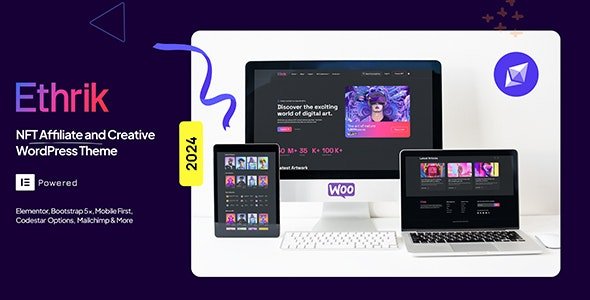 Ethrik - Creative &amp; NFT Affiliate WordPress Theme