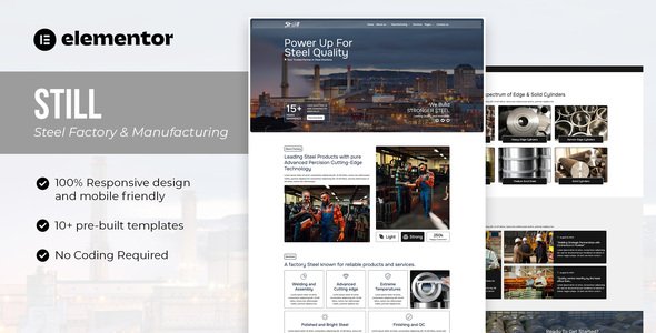 Still - Steel Factory &amp; Manufacturing Elementor Template kit