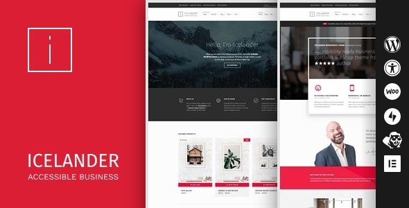 Icelander - Accessible Business Portfolio &amp; WooCommerce WordPress Theme