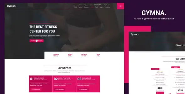 Gymna – Fitness &amp; Gym Elementor Template Kit