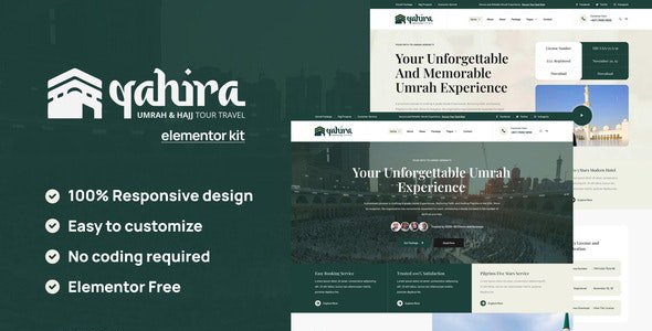 Qahira - Umrah &amp; Hajj Tour Travel Elementor Template Kit