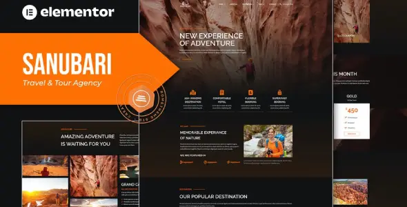 Sanubari – Travel &amp; Tour Agency Elementor Template Kit