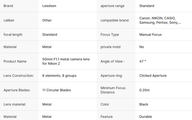 Custom Full Frame 50mm Manual Zoom Lens High-Precision Digital Camera Lens - Image 7