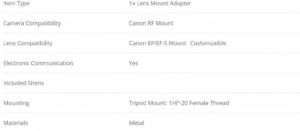 canon m50 lens mount