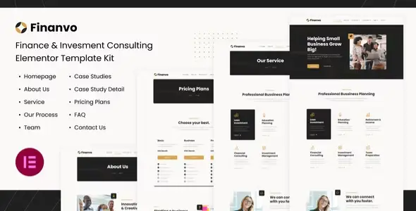 Finanvo Finance &amp; Investment Consulting Elementor Template Kit