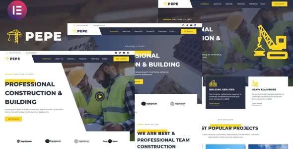 Pepe – Building &amp; Construction Business Services Elementor Template Kit