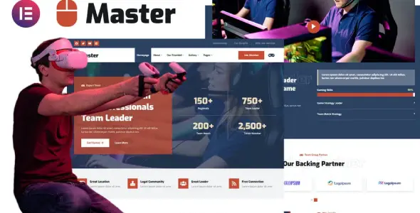 Master – Esport Team &amp; Gaming Community Elementor Template Kit