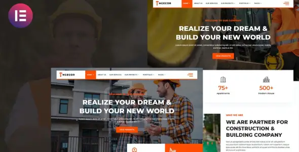 Ngecor – Construction &amp; Building Company Elementor Template Kit