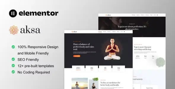 Aksa – Yoga Teacher &amp; Studio Elementor Template Kit