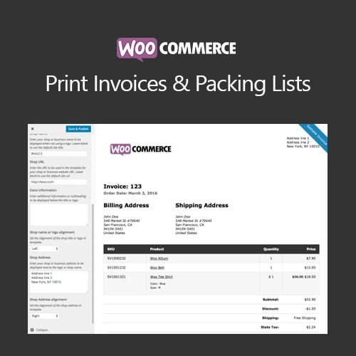 WooCommerce Print Invoices &amp; Packing Lists