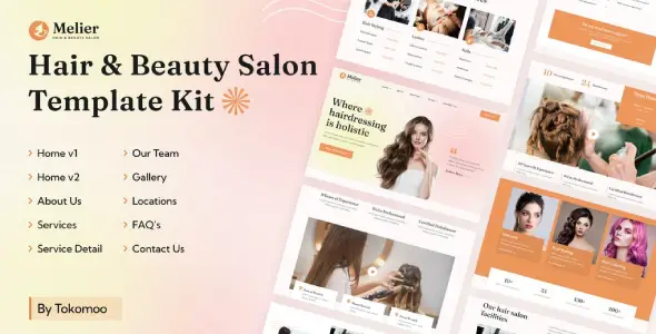 Melier Hair &amp; Beauty Salon Elementor Template Kit