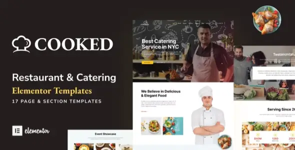 Cooked – Catering &amp; Restaurant Website Elementor Template Kit