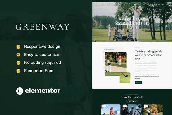GreenWay - Golf Club &amp; Course Elementor Template Kit