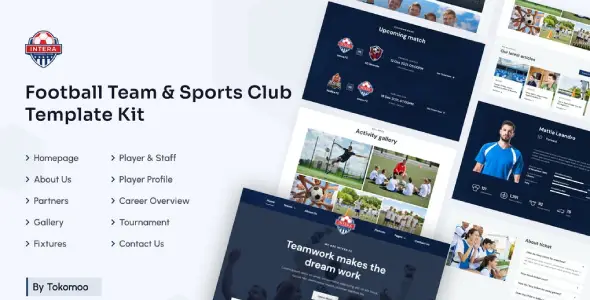 Intera Football Team &amp; Sports Club Elementor Template Kit