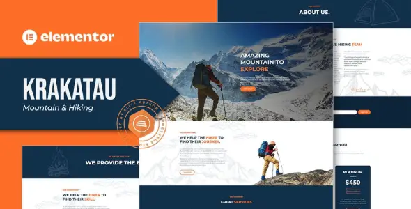 Krakatau – Mountain &amp; Hiking Elementor Template Kit